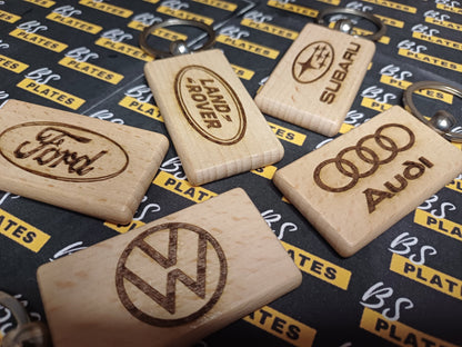 Engraved Wooden Car Logo Keyring