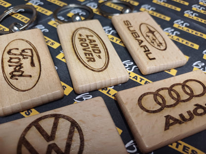 Engraved Wooden Car Logo Keyring