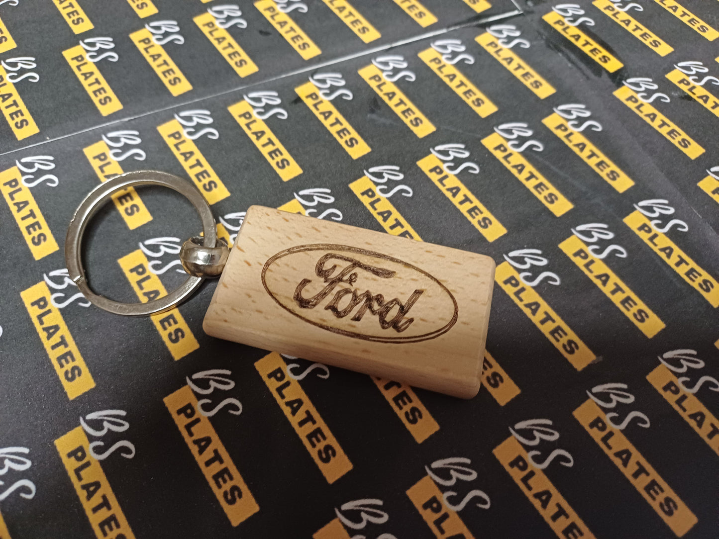 Engraved Wooden Car Logo Keyring