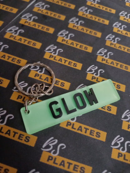 Glow In The Dark Personalised Number Plate Keyring