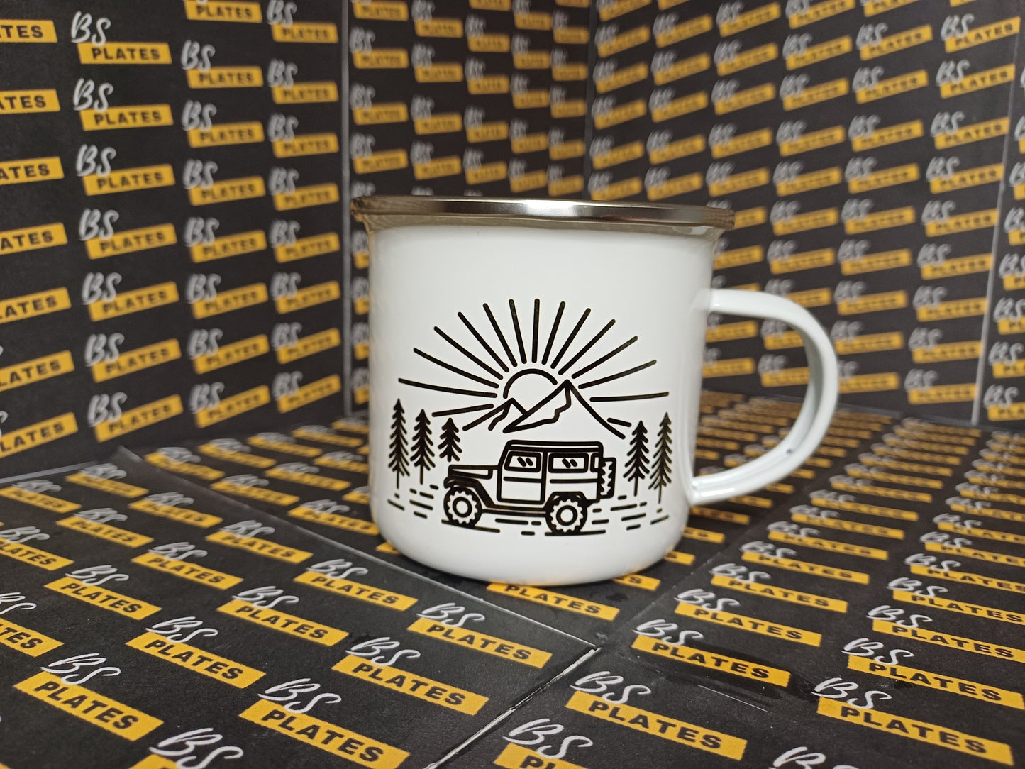 Enamel Landrover Camping Mug