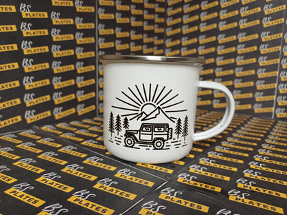 Enamel Landrover Camping Mug