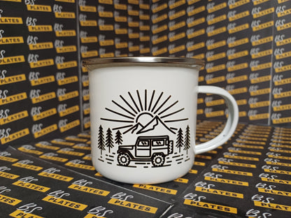 Enamel Landrover Camping Mug