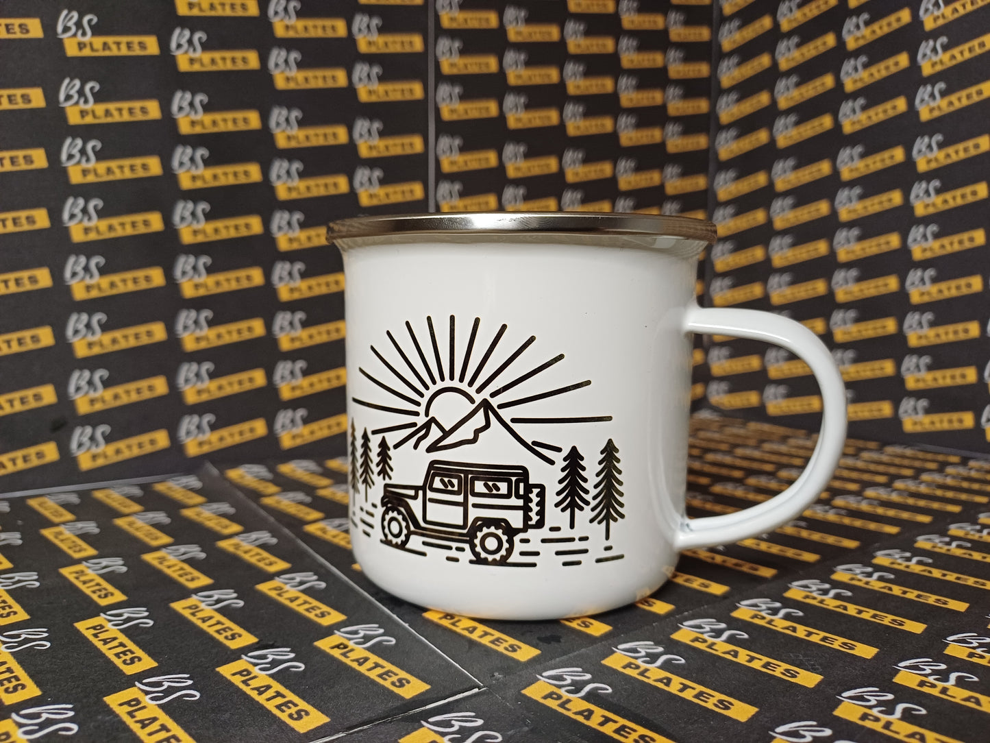 Enamel Landrover Camping Mug