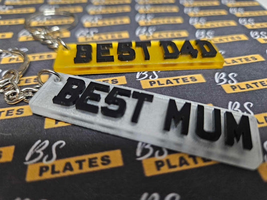 Best Mum/Best Dad Number Plate Keyring