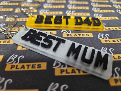 Best Mum/Best Dad Number Plate Keyring