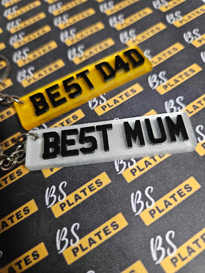 Best Mum/Best Dad Number Plate Keyring